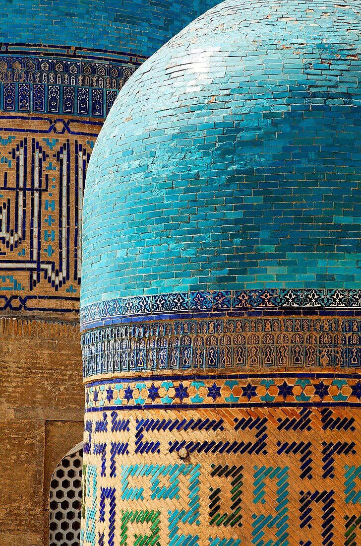 Uzbekistan - Samarkand - domes at the Shah-i-Zindi, avenue of mausoleums