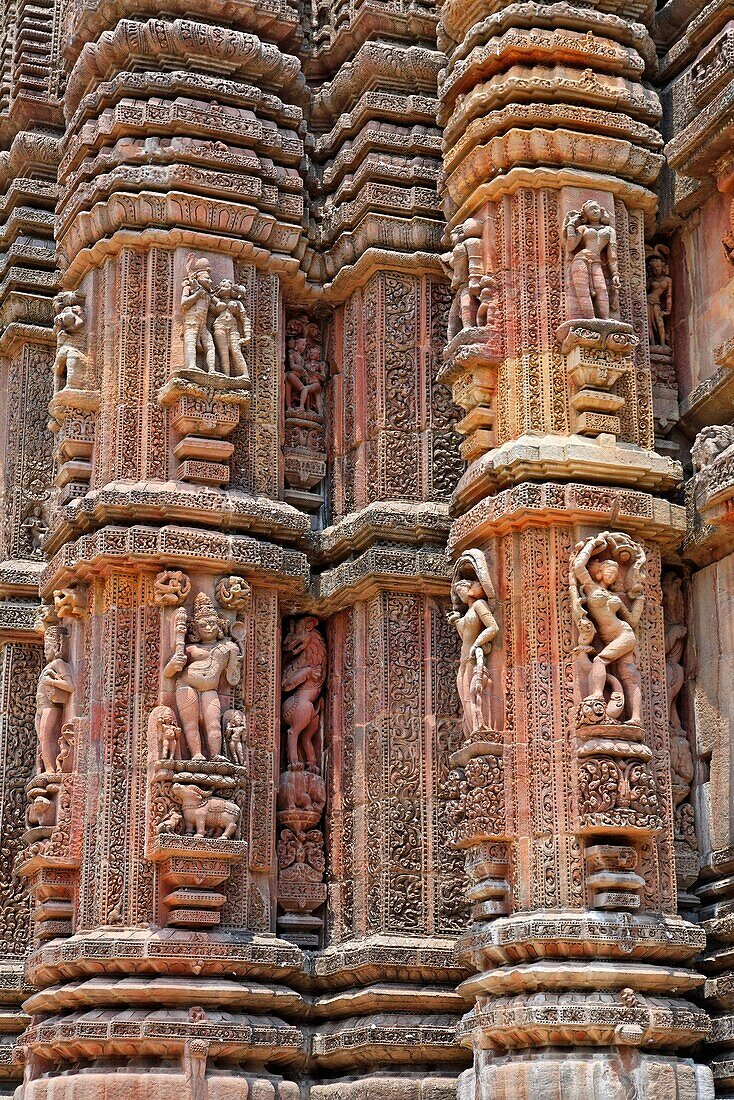 Sculptural detail at the Hindu temple of Brahmeswar Mandir, Bhubaneswar, Orissa, India