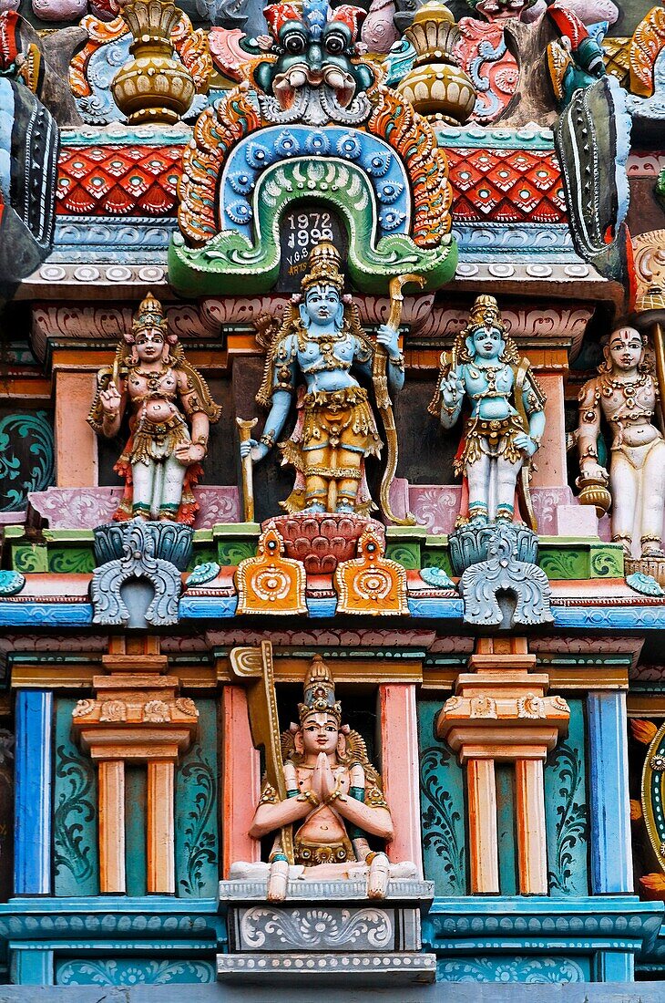 Gopuram architecture of the Ranganathaswamy temple, Trichy, Tamil Nadu, India