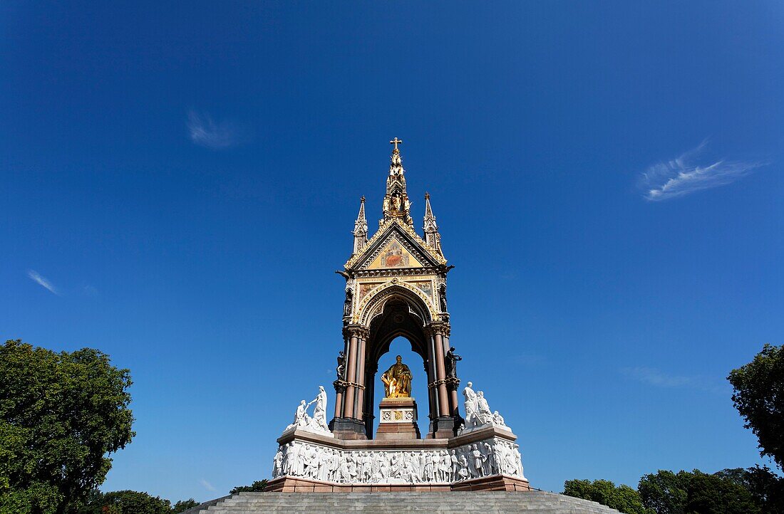 The Albert Memorial designed by Sir Gilbert Scott, Kensington Gardens, London, UK