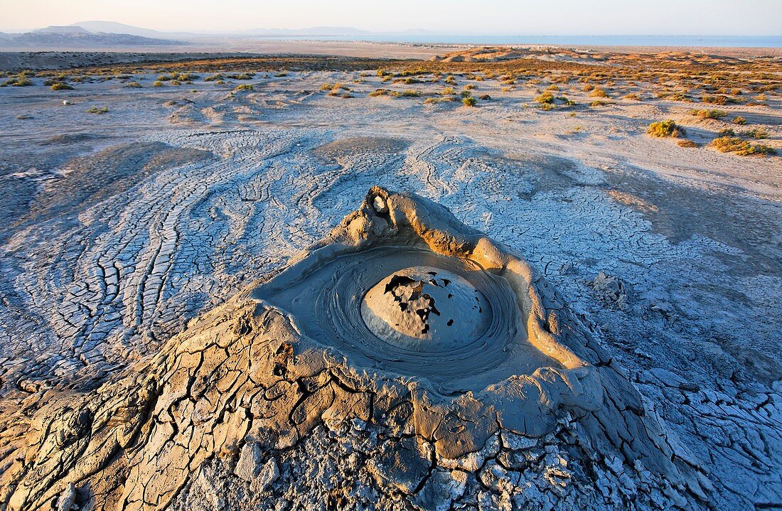 Mud erupting from a mud volcano, Qobustan, Azerbaijan