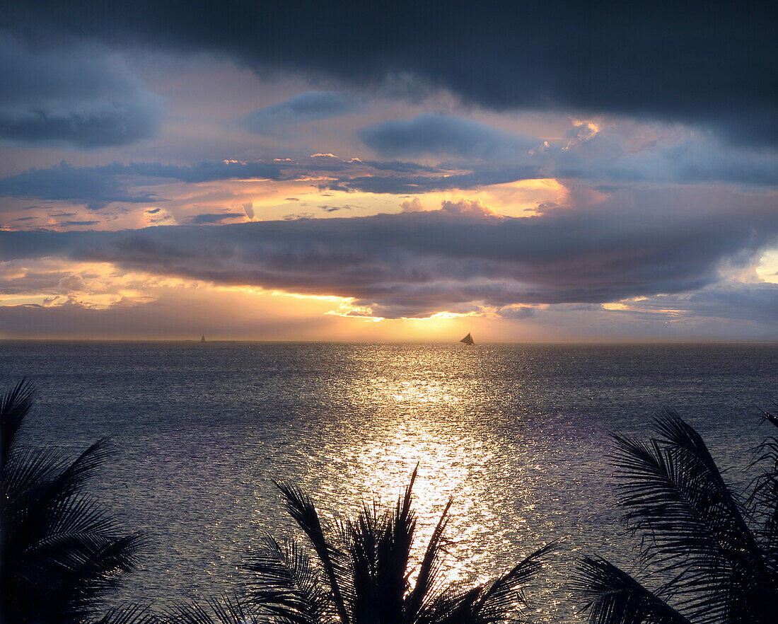 View of Manila Bay at sunset, Manila, Philippines, Asia