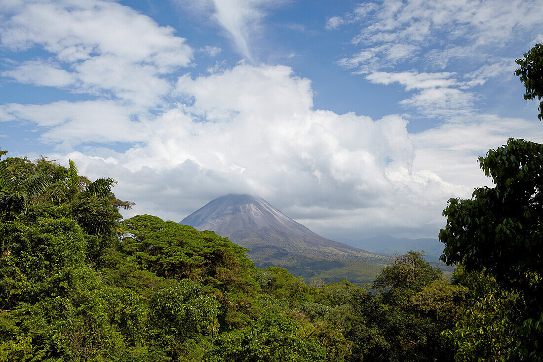 View of Arenal volcano and rainforest, La Fortuna, Costa Rica, Central America, America