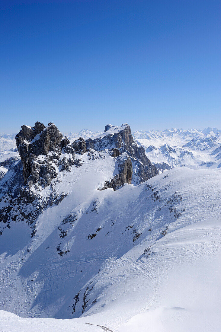 Kleiner Turm and Sulzfluh, Drei Tuerme, Raetikon, Montafon, Vorarlberg, Austria