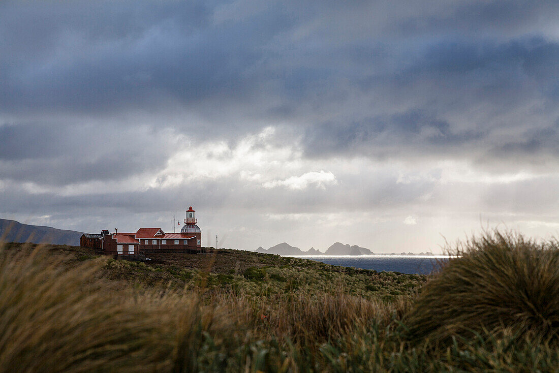 Leuchtturm am Kap Hoorn, Kap Hoorn Nationalpark, Insel Hoorn, Patagonien, Chile, Südamerika