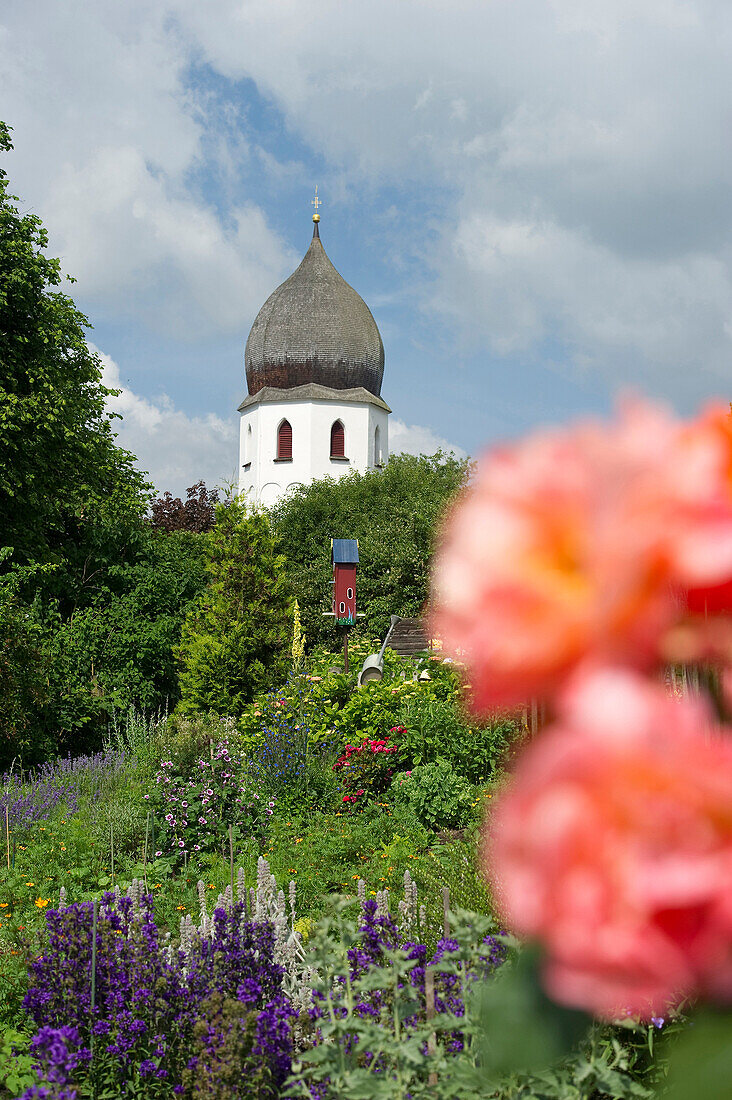 Abbey garden, Fraueninsel, Chiemsee, Chiemgau, Bavaria, Germany