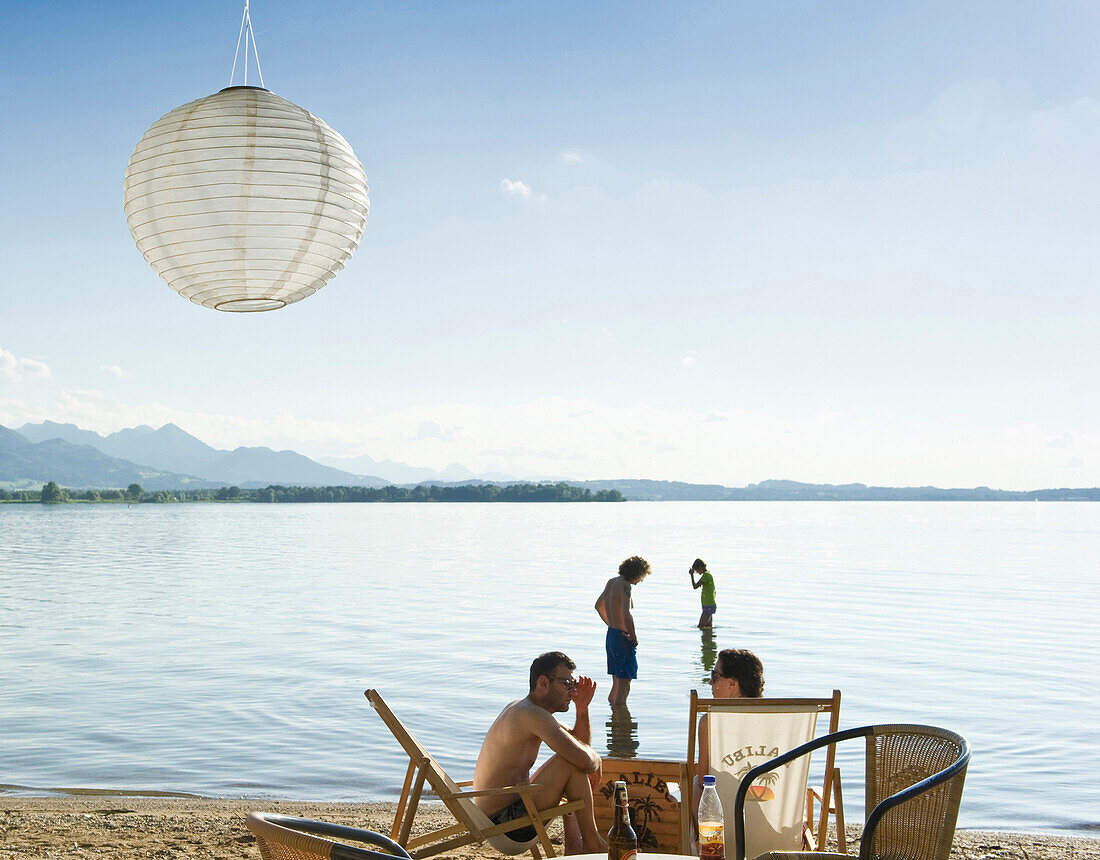 Strandbar bei Übersee, Chiemsee, Chiemgau, Bayern, Deutschland