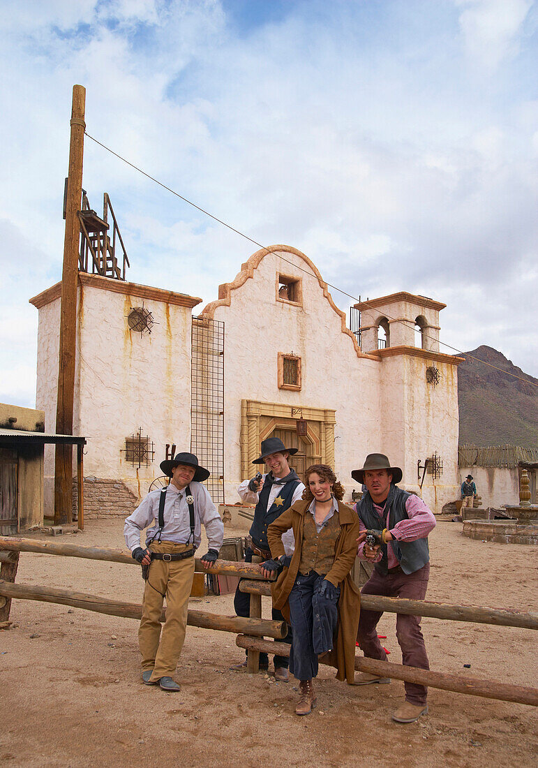 People in a movie sound stage, Old Tucson Studios, Sonora Desert, Arizona, USA, America