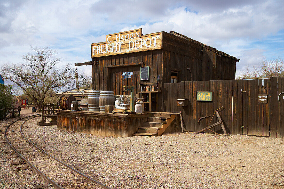 Hut in a movie sound stage, Old Tucson Studios, Sonora Desert, Arizona, USA, America