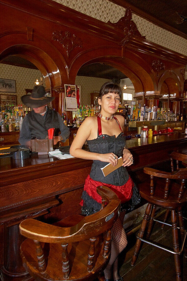 People at the Crystal Palace Bar, Tombstone, Western Heritage, Silver-mining, Sonora Desert, Arizona, USA, America