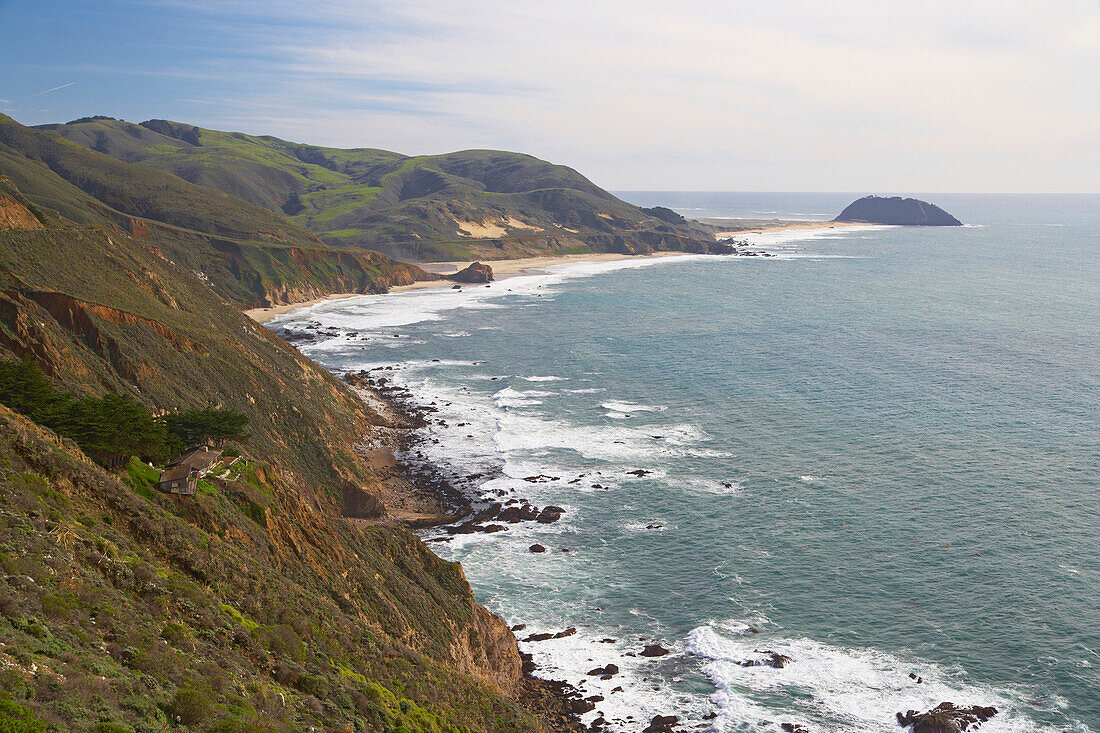 View at Pacific coast near Point Sur, Pacific Ocean, California, USA, America