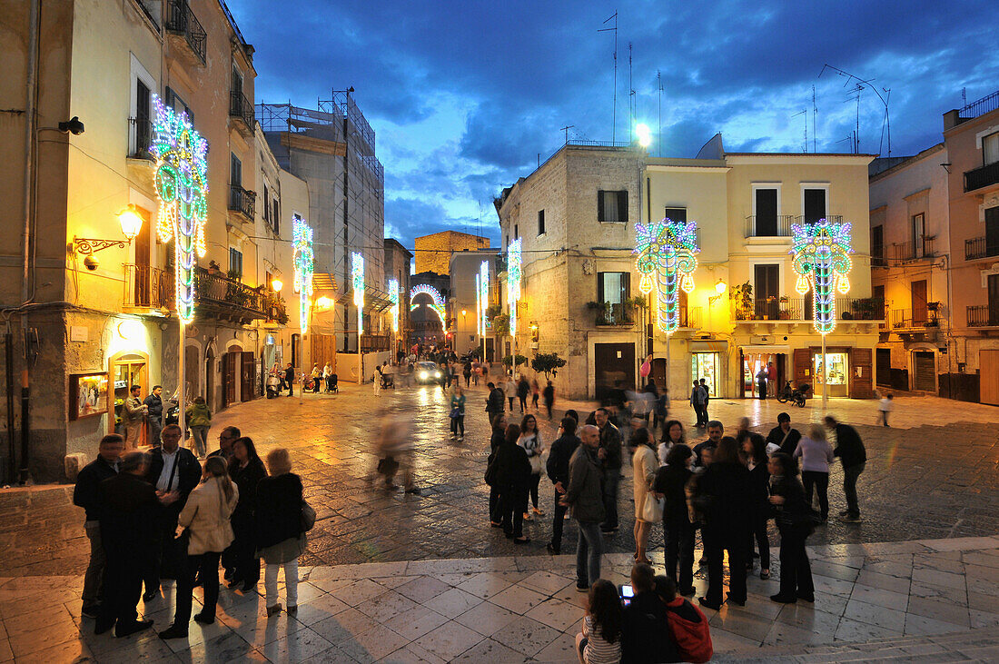 People in front of Bari Cathedral, Bari, Apulia, Italy