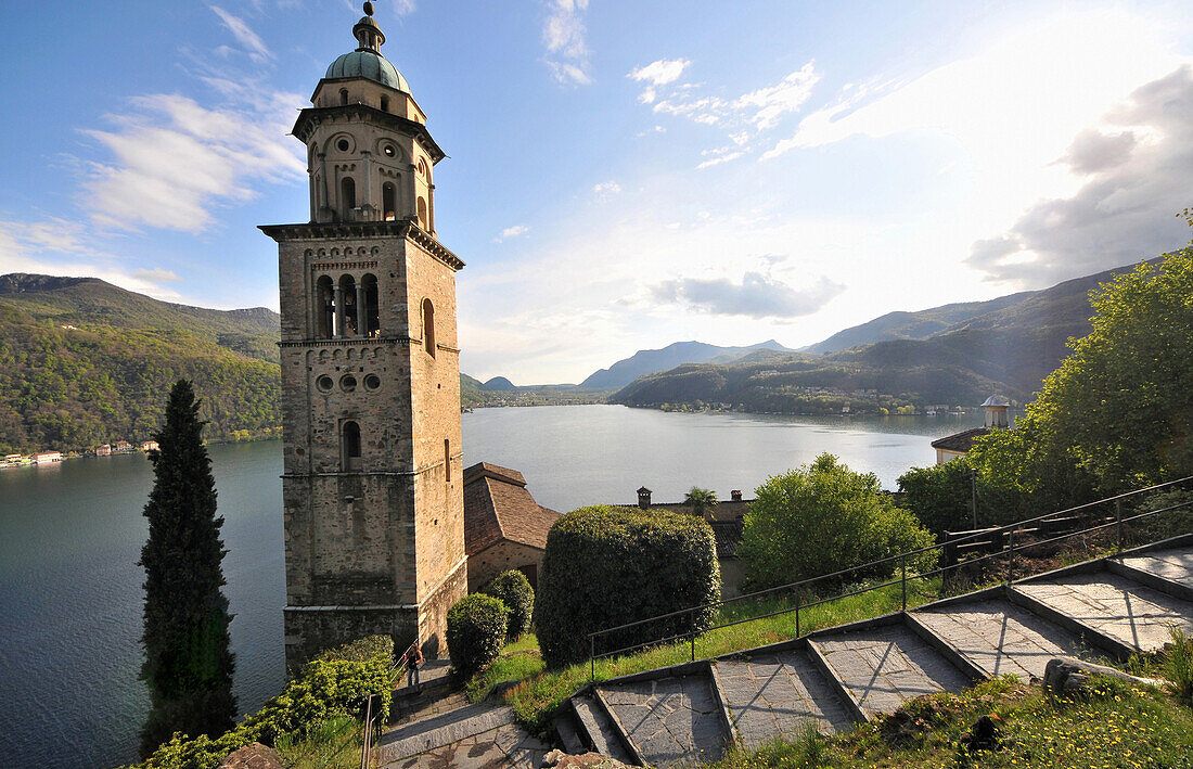 S. Maria del Sasso over Morcote at lake Lugano, Ticino, Switzerland