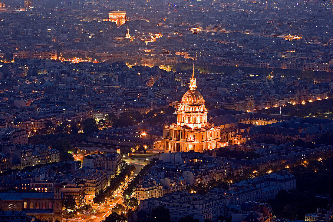 France, Europe, Paris, Hotels des Invalides, dome, city, overlook, town, overview
