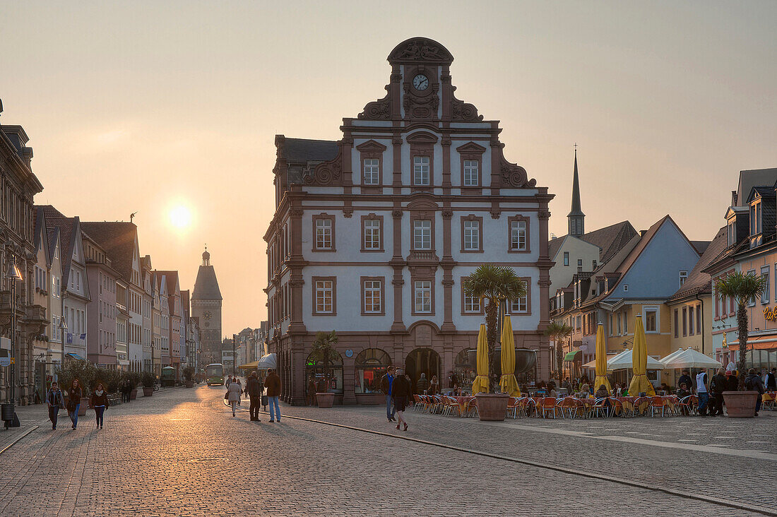 Maximilians Street in the evening lighting, Speyer, Rhineland-Palatinate, Germany, Europe