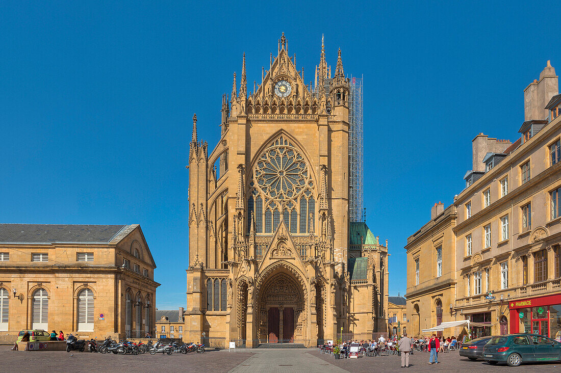 Blick auf die Kathedrale St. Etienne, Metz, Lothringen, Frankreich, Europa