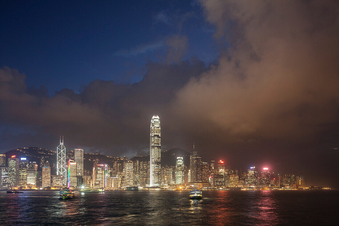 Skyline of Hong Kong Island at night, Hong Kong, China, Hongkong, China, Asia