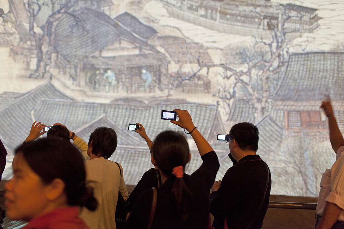 People at an exhibition of Chinese history, Expo 2010, Shanghai, China, Asia