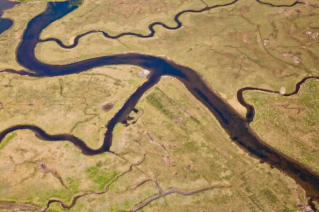 Aerial view of the uninhabited Trischen Island, Meldorf Bay, North Sea, Schleswig-Holstein, Germany
