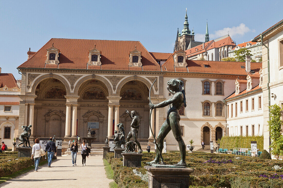 Wallenstein Gardens with bronze statues, Prague, Czech Republic