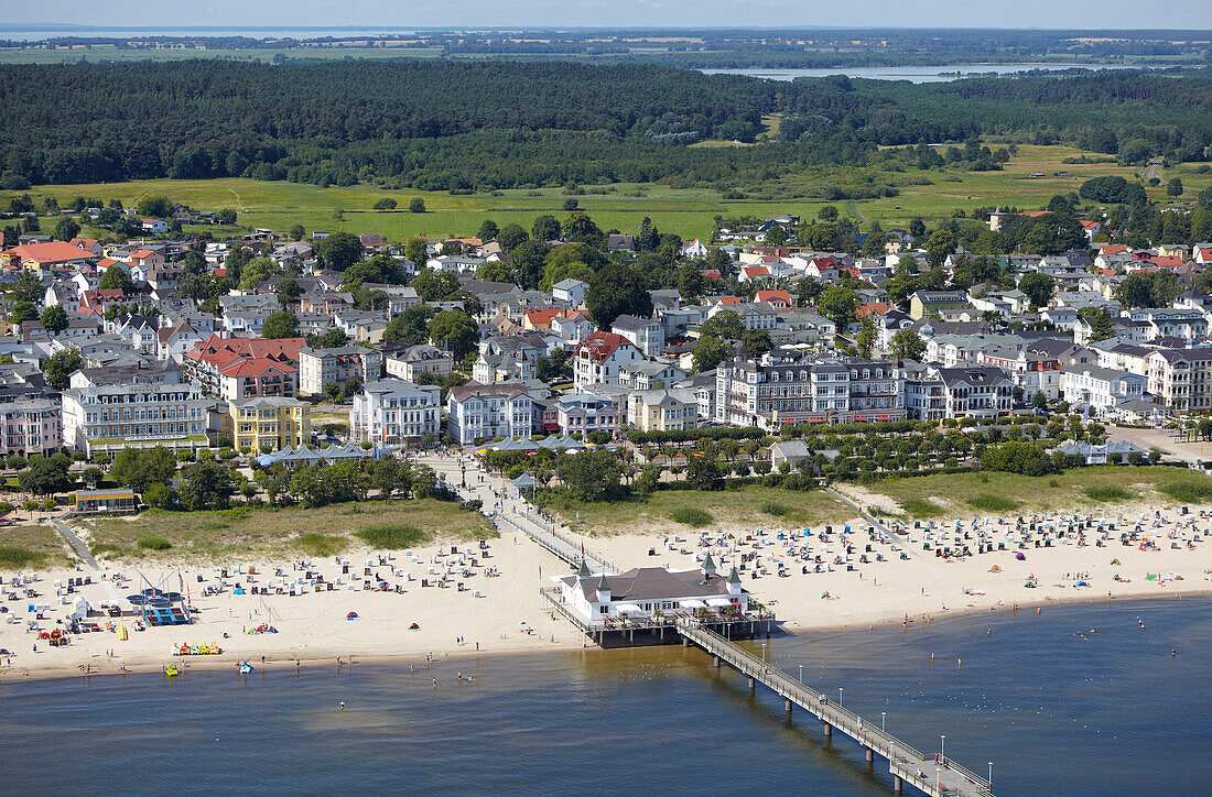 Pier and seaside resort at Ahlbeck, Island of Usedom, Mecklenburg Western Pomerania, Germany, Europe