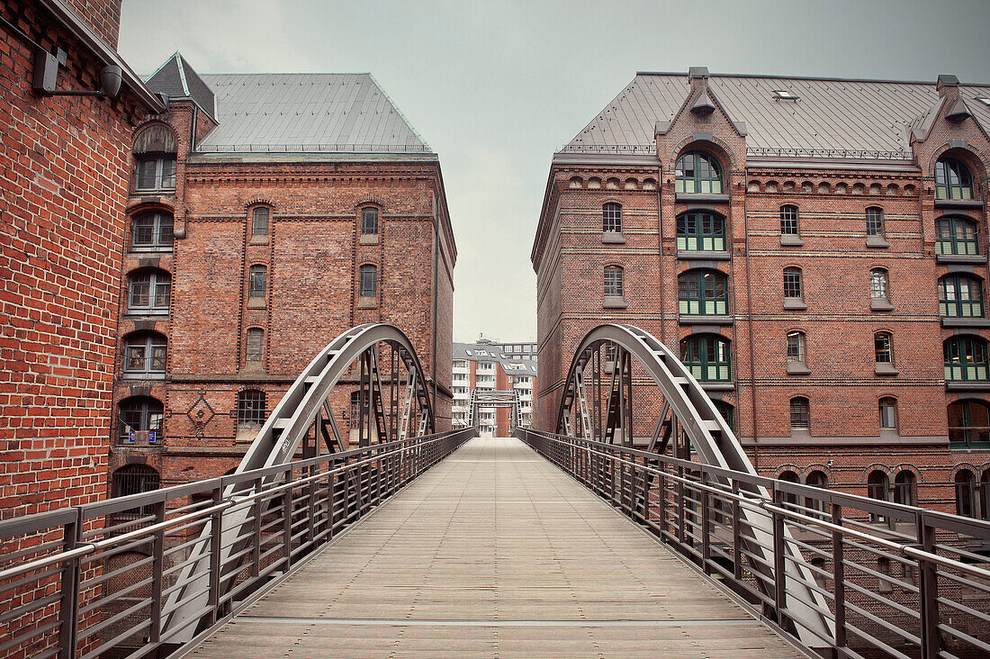 Bridge at Hanseatic Trade Center, Hamburg, Elbe, Germany, Europe