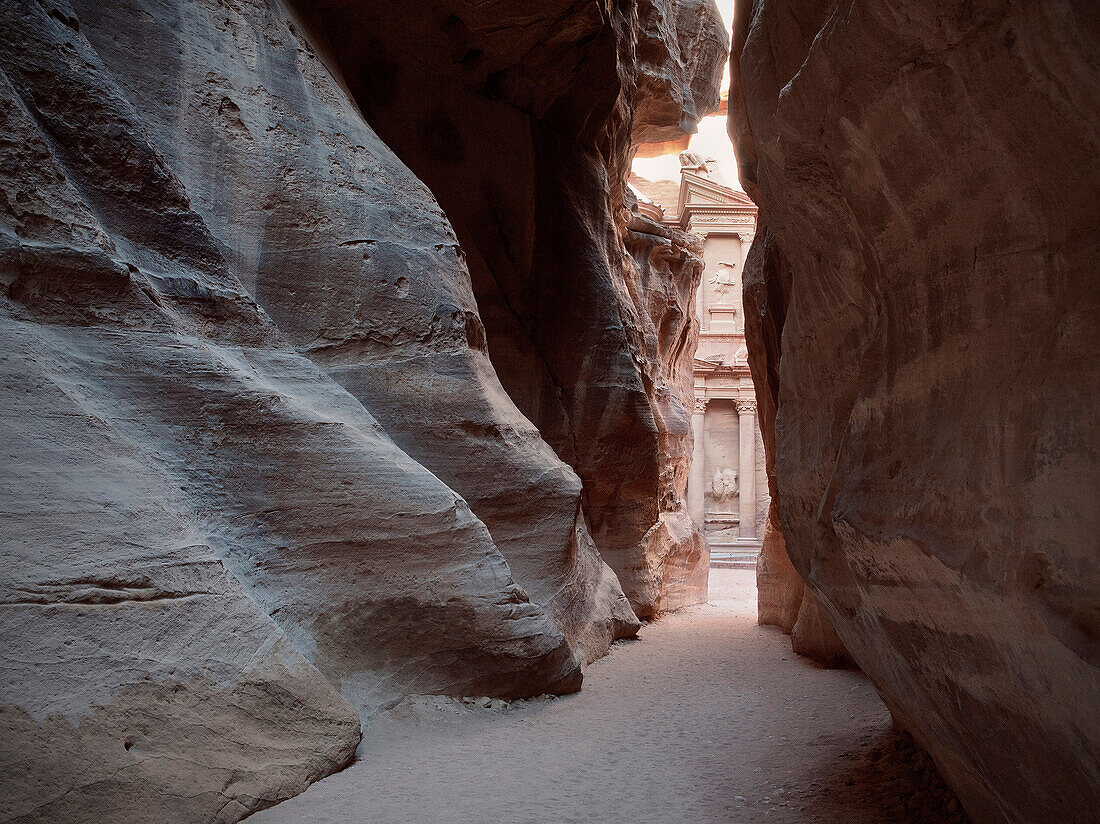 Siq and Treasury Al Khazneh, Petra, UNESCO world heritage, Wadi Musa, Jordan, Middle East, Asia