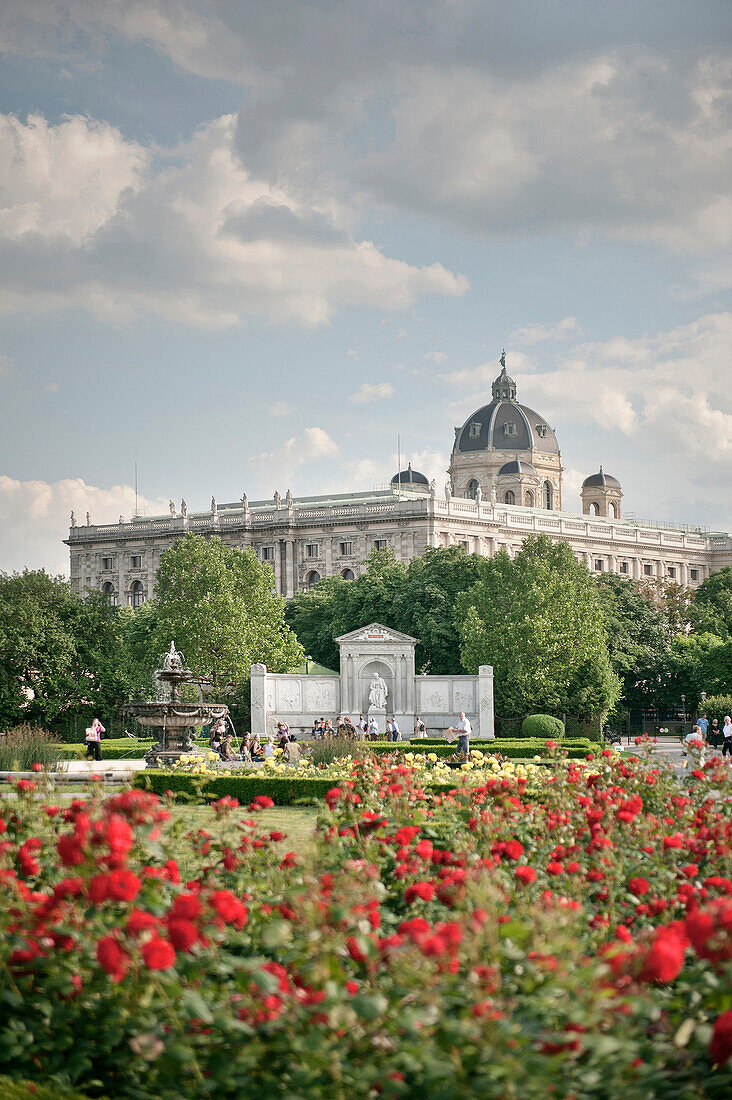 Museum of Natural History and park with roses, Vienna, Austria, Europe