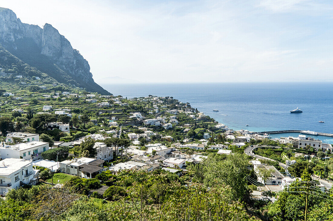 View from the Piazzetta of Capri city to Marina Grande, Capri, Campania, Italy