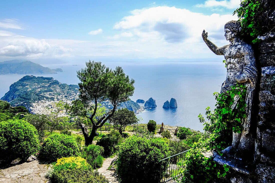 View from monte solaro to the faraglioni rocks, Capri, Campania, Italy