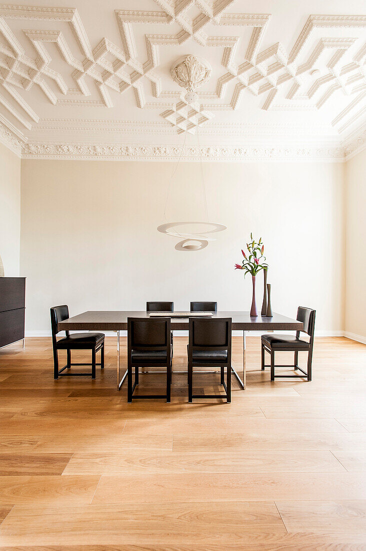 Dining room in an old building flat, Hamburg, Germany