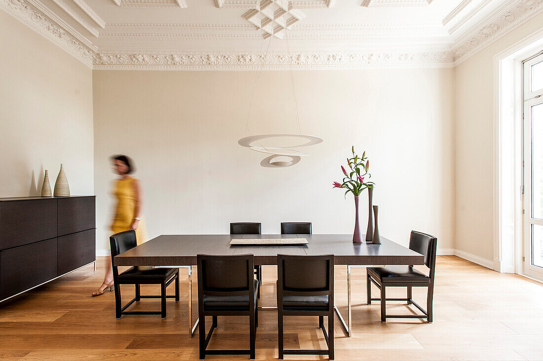 Dining room in an old building flat, Hamburg, Germany