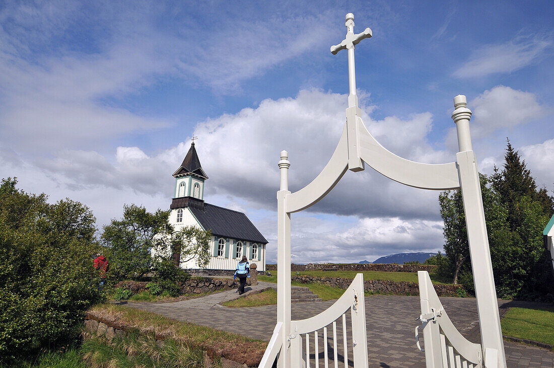 Kirche in Pingvellir am Goldenen Zirkel, Island, Europa