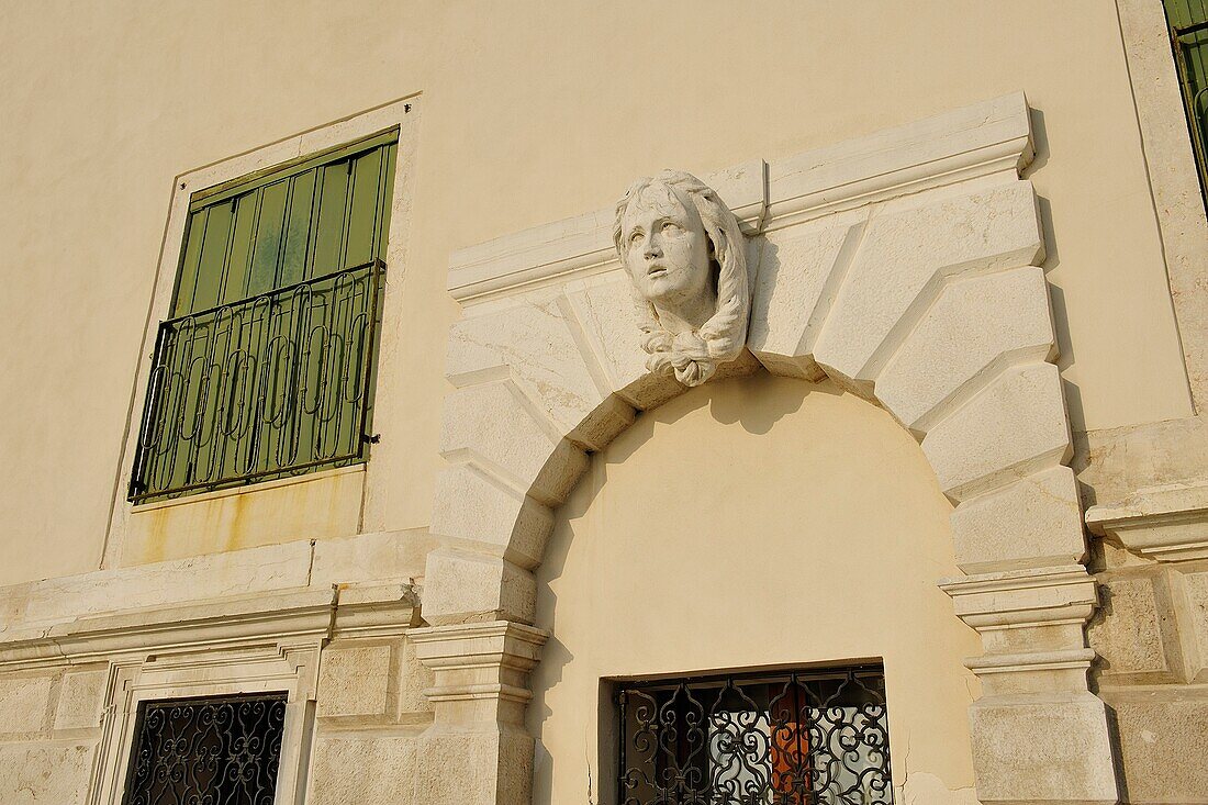 Italy, Venice, Facade House, Hall stone sculptured