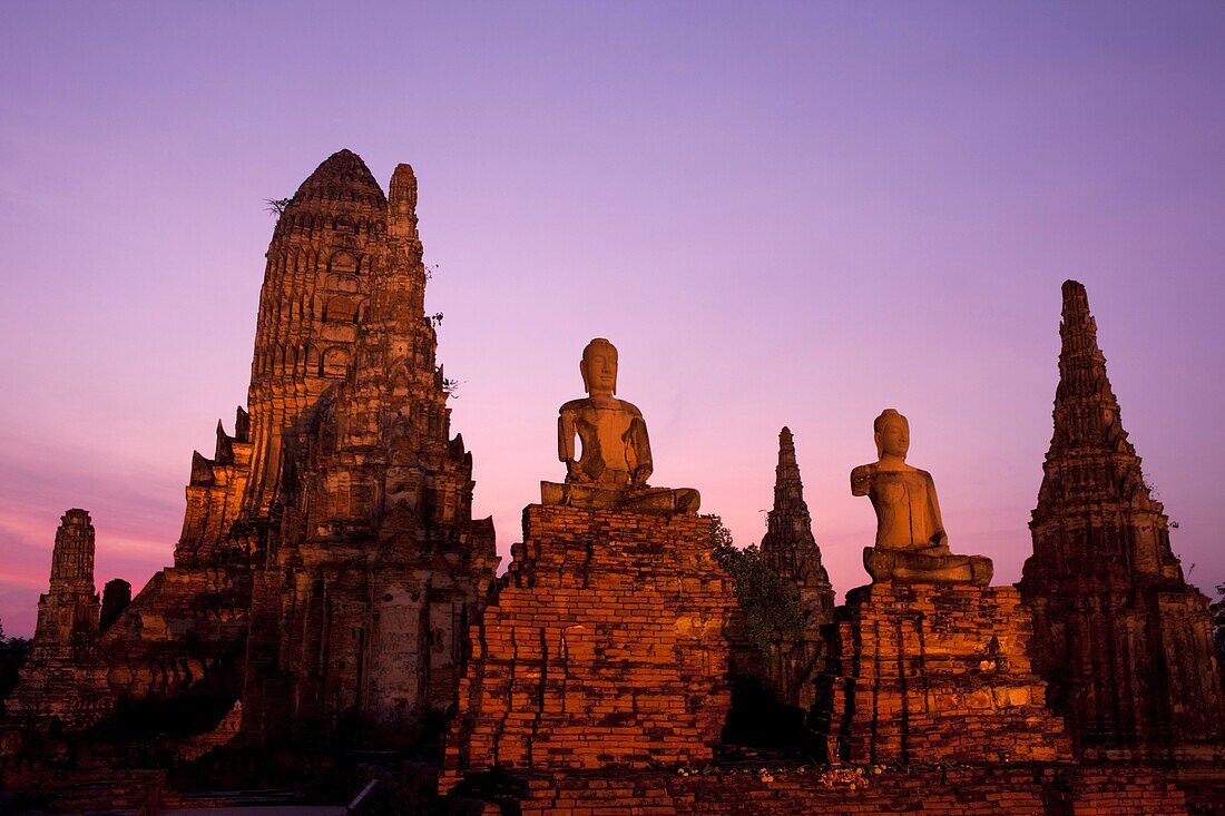 Thailand,Ayutthaya,Ayutthaya Historical Park,Dusk at Wat Chai Wattanaram