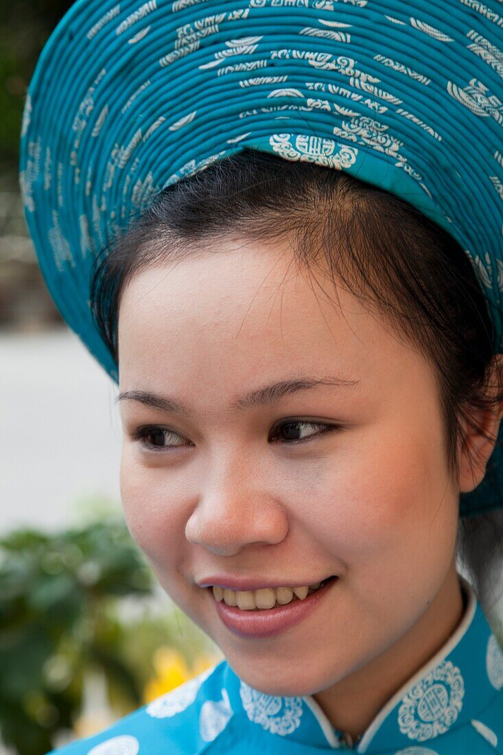 Vietnam,Hue,Girl in Traditional Costume