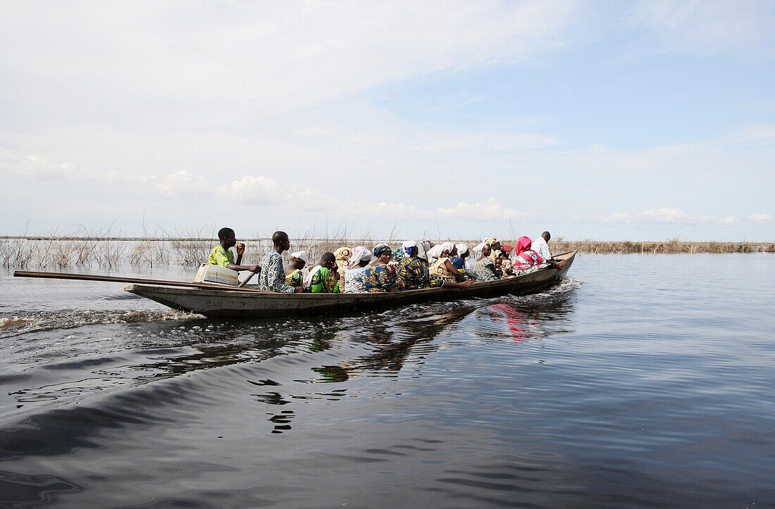 Boat. Ganvie lake village on Nokoue Lake. Ganvie. Benin.