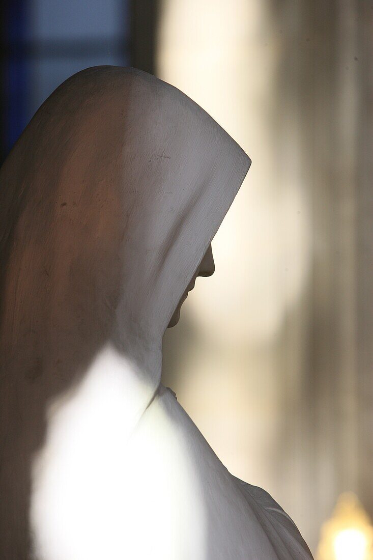 Statue of Mary in Saint-Eustache church Paris. France.
