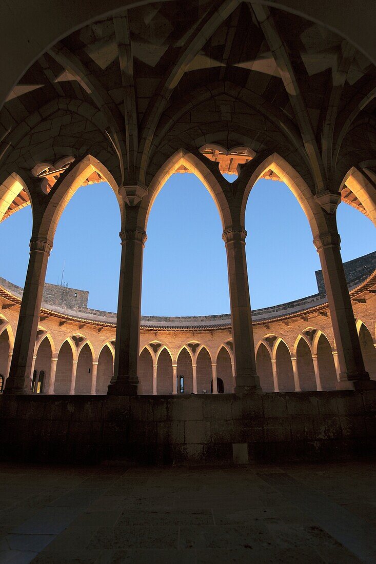 Bellver Castle, XIV century, circular courtyard, Palma Mallorca, Balearic Islands Spain