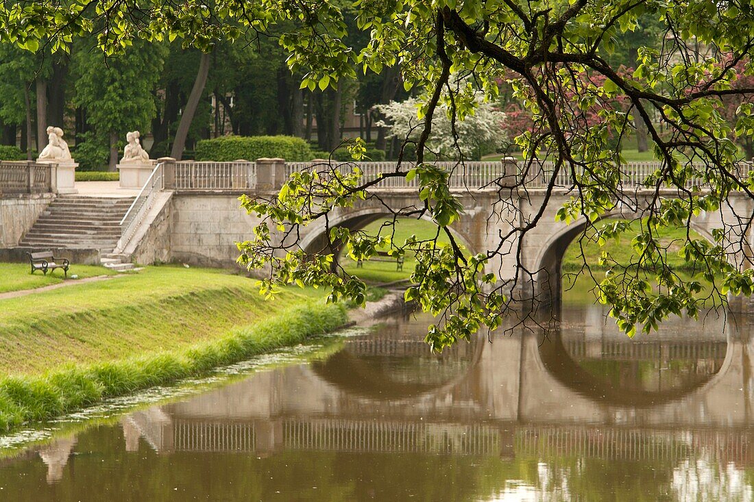 Branicki baroque palace from the XVIII century. The baroque park. Bialystok, Poland. Podlasie region