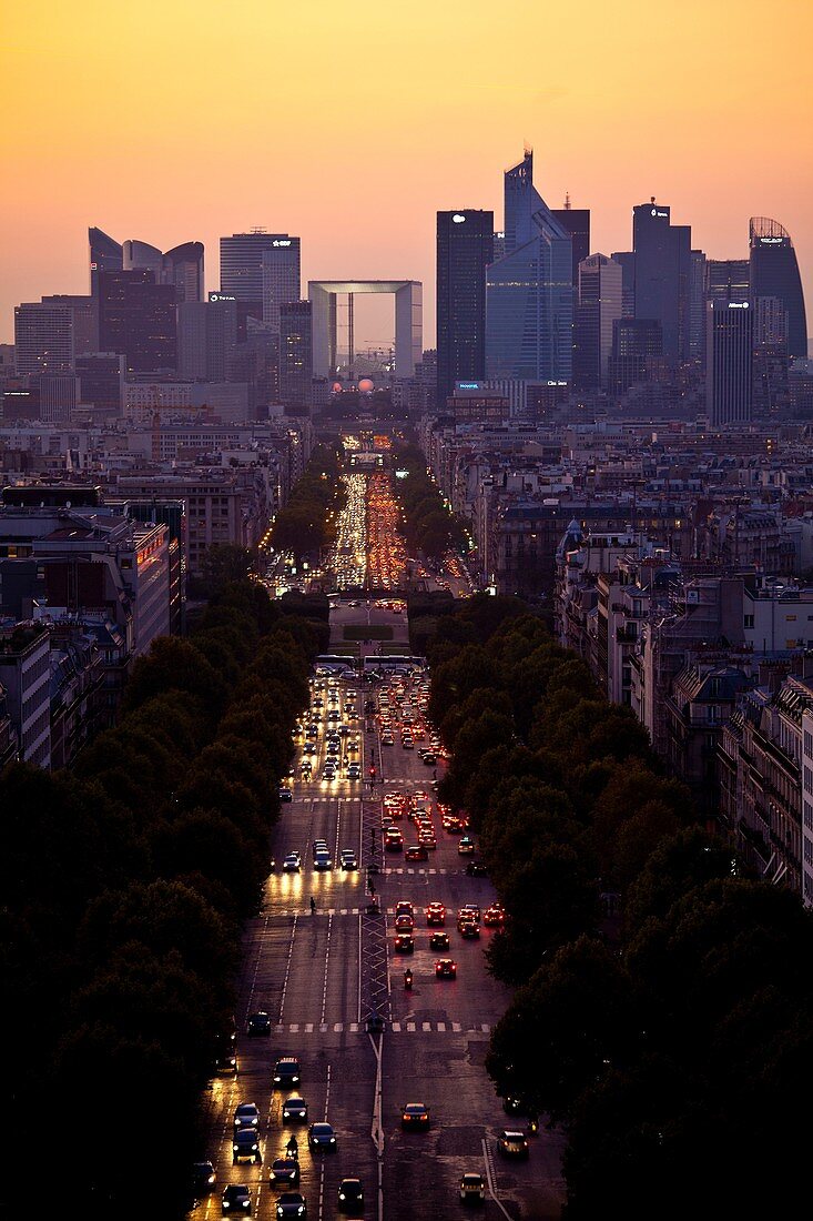 View of the district of La Defense, business center  Paris, Ile de France, France, Europe