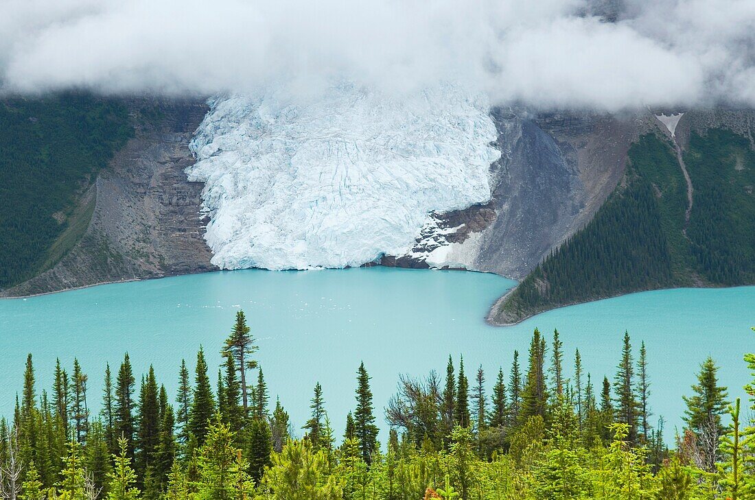 Berg Glacier flowing into Berg Lake, Mt  Robson Provincial Park British Columbia Canada