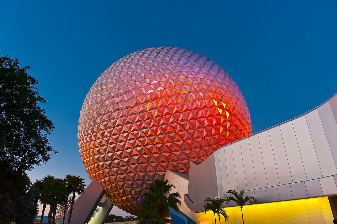 Spaceship Earth geosphere, Epcot, Walt Disney World, Orlando, Florida USA
