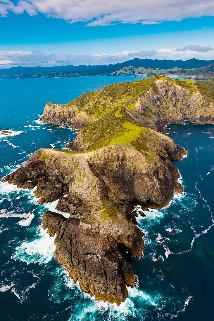 Aerial view of Waikare Inlet, the Bay of Islands in the Northland region of the north island of New Zealand