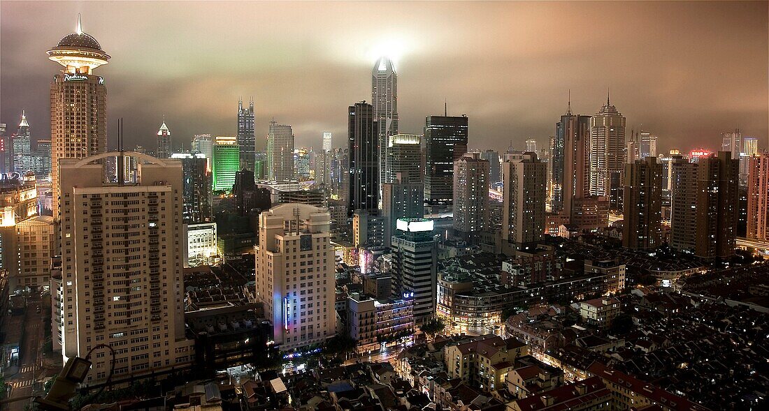 View of Shanghai city sky line. China country