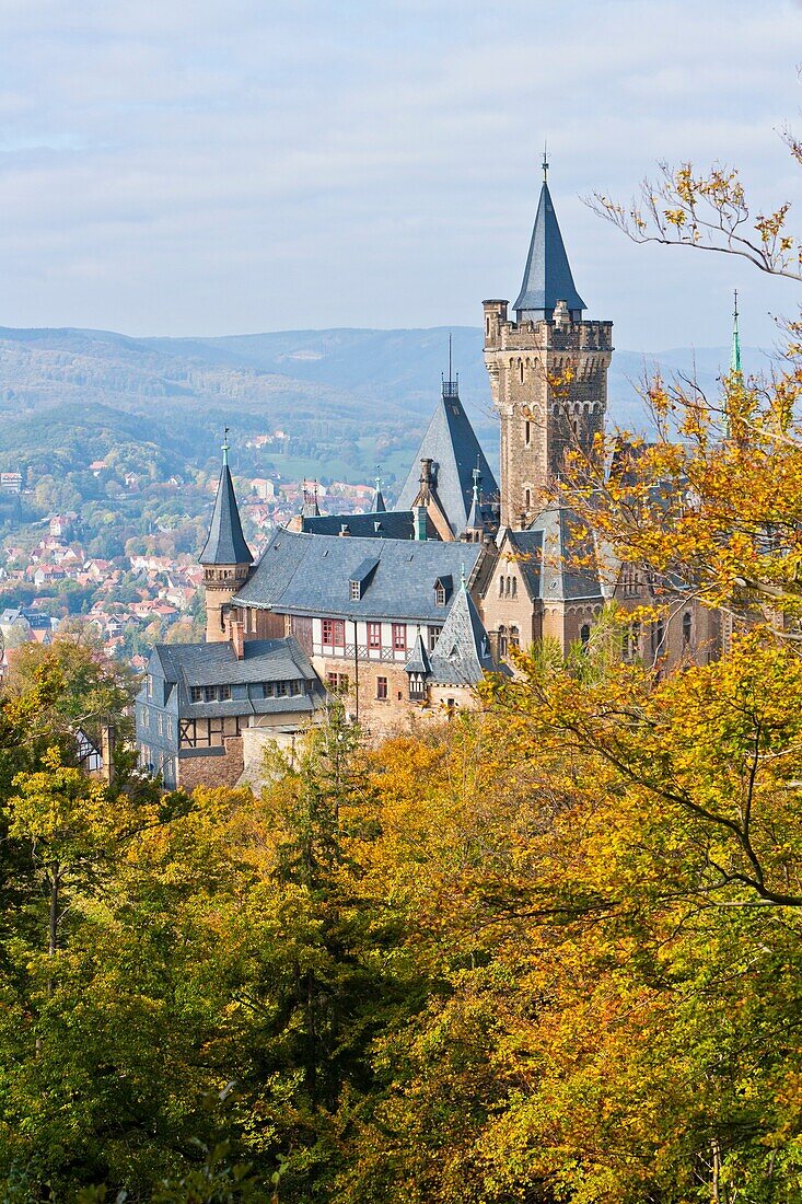architecture , autumn , castle , city , color image , day , Europe , foliage , fortress , Germany , Harz , landmark , outdoor , picturesque , Saxony-Anhalt , scenic , tourism , Tourist attraction , travel , vertical , village , Wernigerode , World locatio