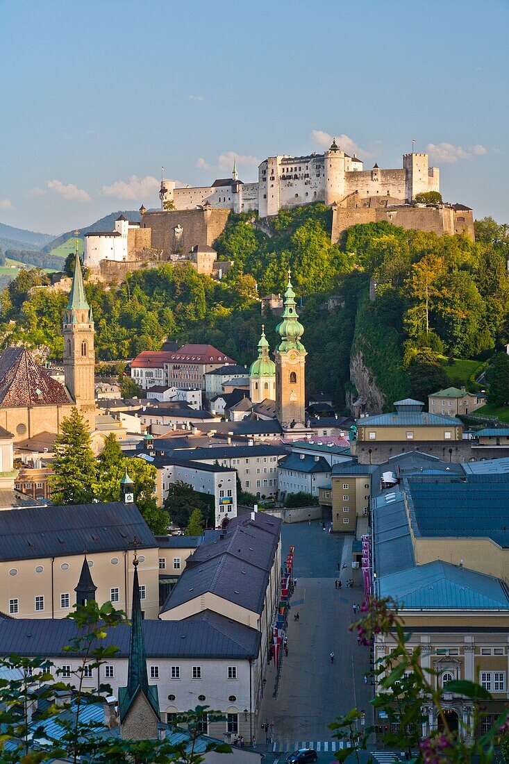 Overview of Salzburg with the fortress Hohensalzburg, Salzburg, Austria, Europe