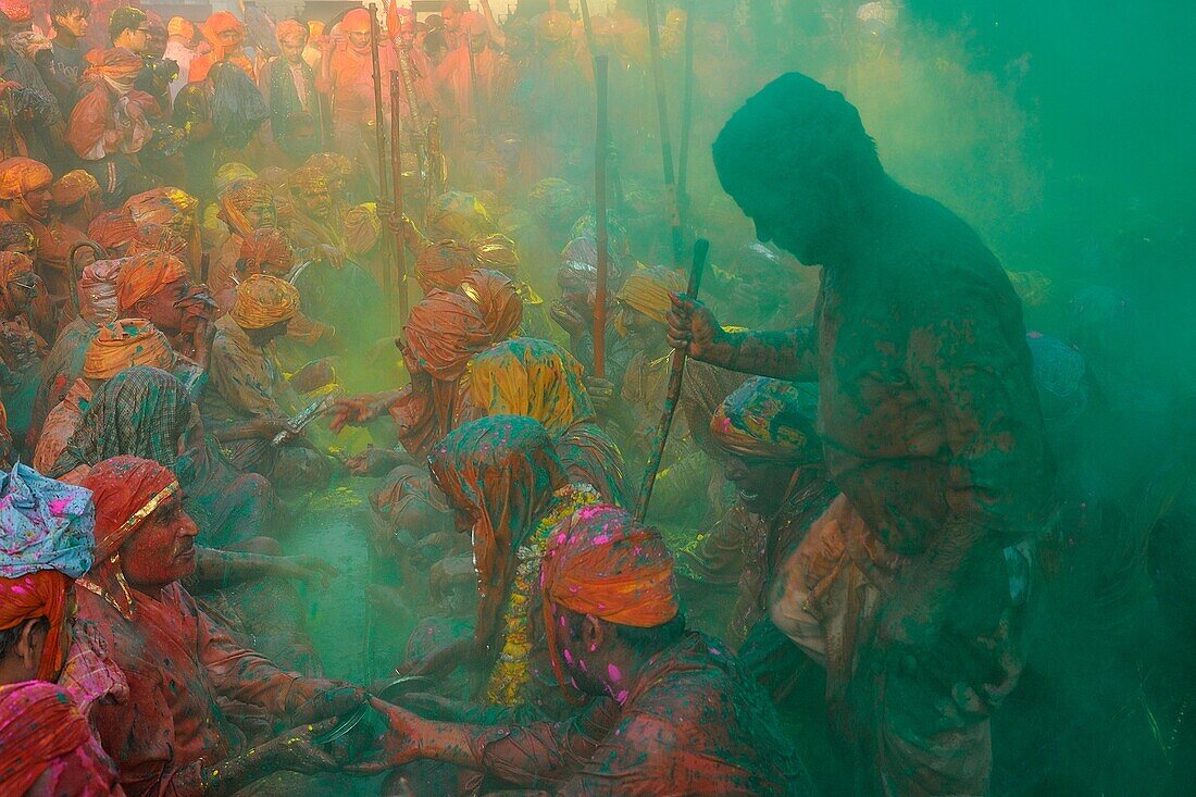 India, Uttar Pradesh, Holi festival, Colour and spring festival celebrating the love between Krishna and Radha