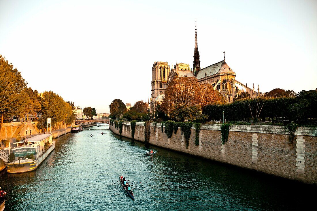 View of Notre Dame and Seine River, Paris, France