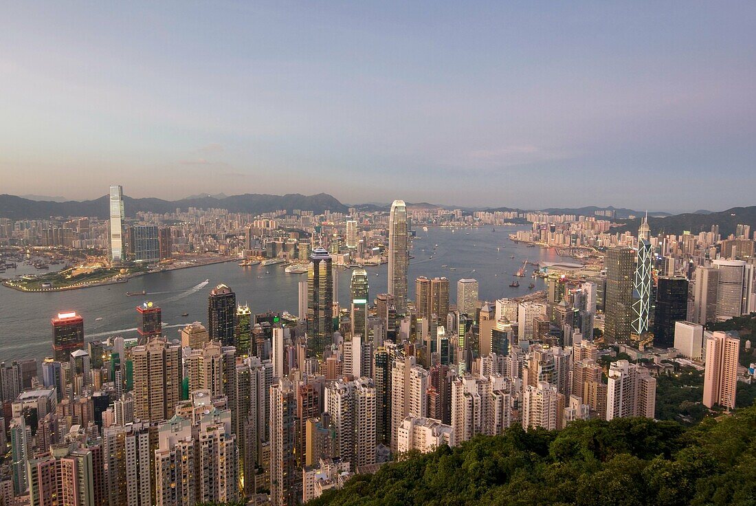 The view of Hong Kong Harbour from the Peak